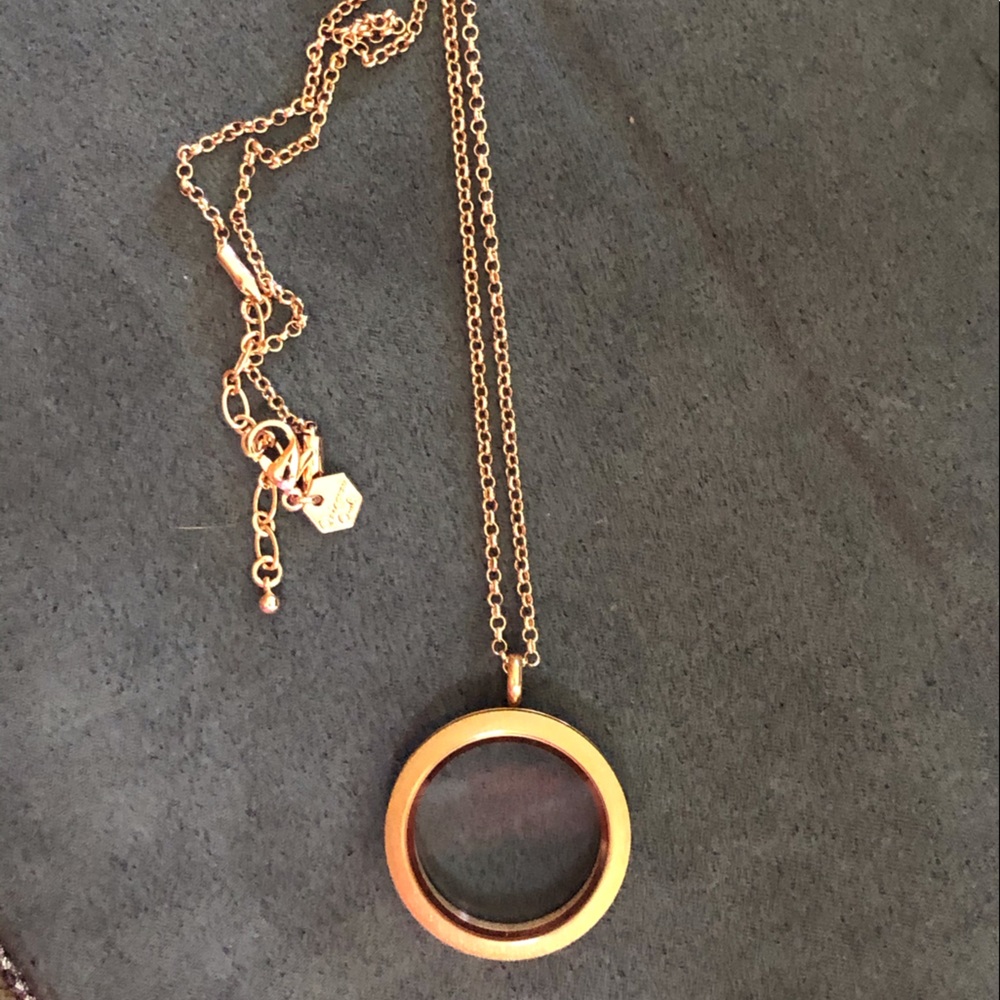 Large Origami Owl Rose Gold Locket and Chain NEW